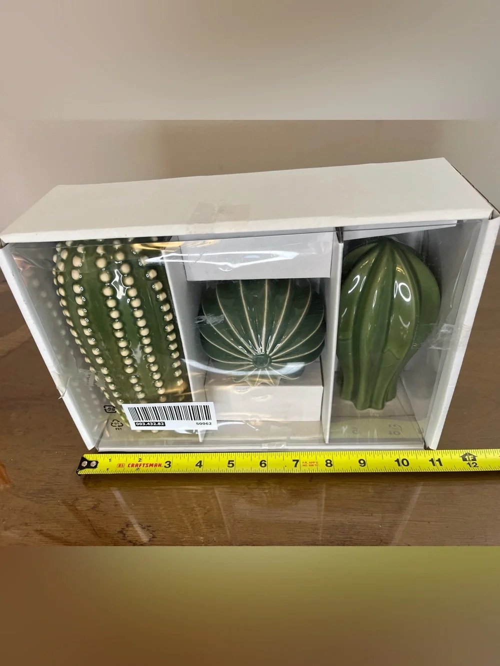 Ikea SJÄLSLIGT Ceramic Green Cactus Succulent Figures Shelf Plants Set Of 3 NIB